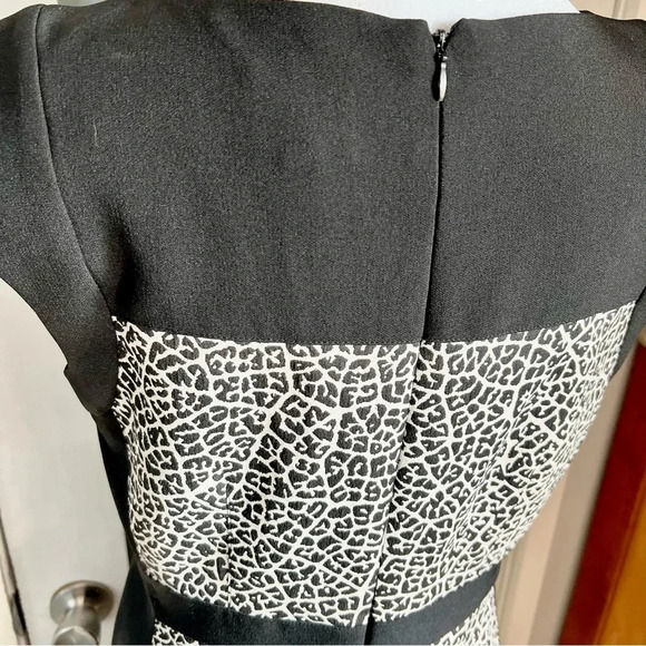 Adrianna Papell Leopard Animal Print Cocktail Dress Career Black White size 10 - Picture 8 of 14